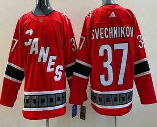 Mens Carolina Hurricanes #37 Andrei Svechnikov Red 2022 Reverse Retro Authentic Jersey->carolina hurricanes->NHL Jersey